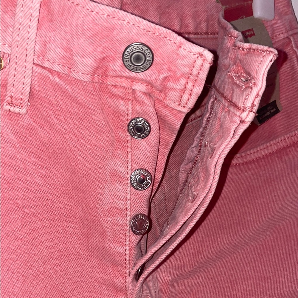 Levi's Pink Jean Shorts High-Waisted Distressed - Picture 5 of 6